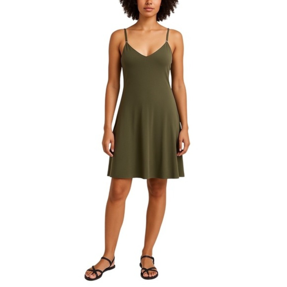 Calvin Klein Olive Green Spaghetti Strap Slip Dress 8 Fairycore Resortwear 64-36